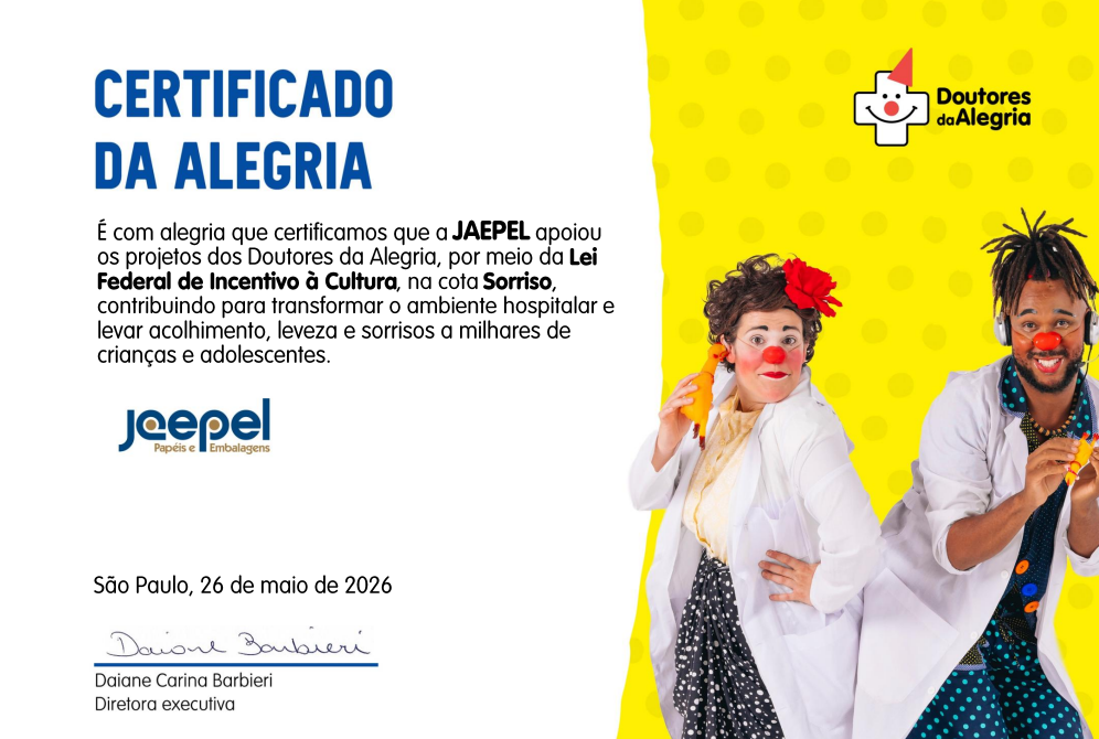certificado doutores Jaepel | Papel e Embalagem de Papelão Ondulado